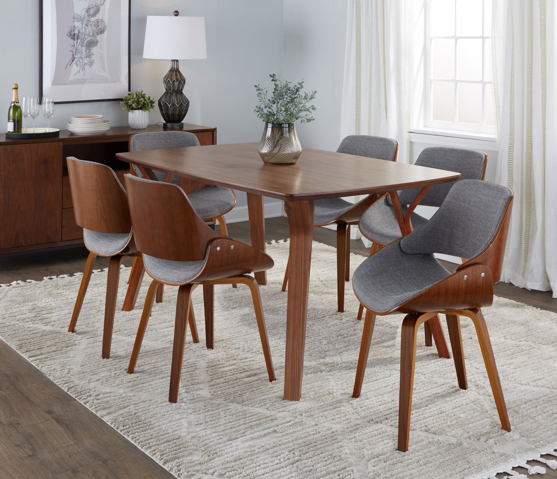 Folia Fabrizzi - 7 Piece Mid Century Modern Dining Set Lumi Source