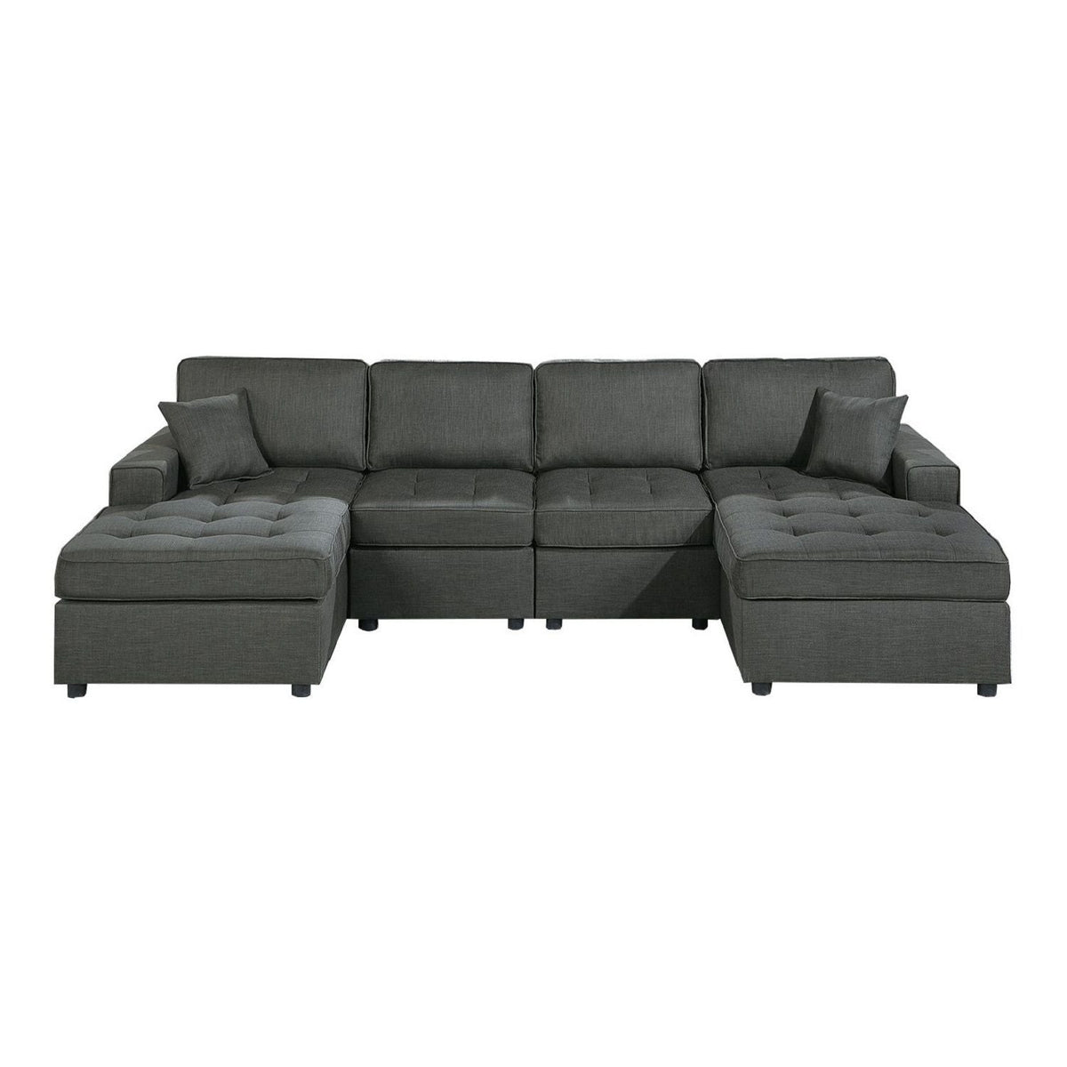 Sectional Sofa Set RAF & LAF Chaise, Tufted Couch Living Room - Gun Ash Home Essentials
