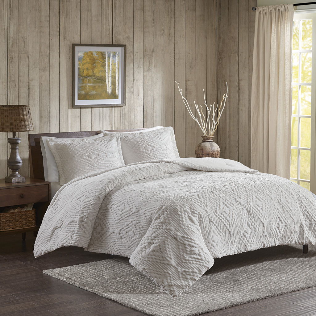 Teton - King Embroidered Coverlet Set - Ivory