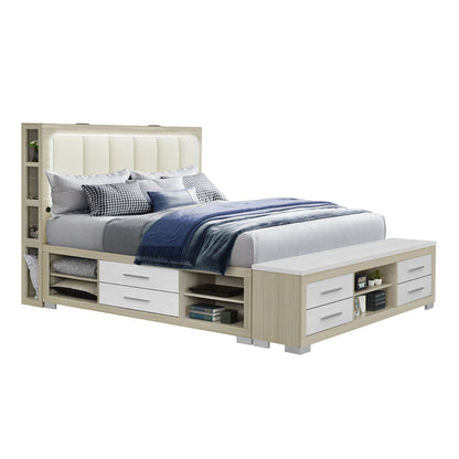Messa - Bed With Storage Features And LED Lighting Global Furniture USA