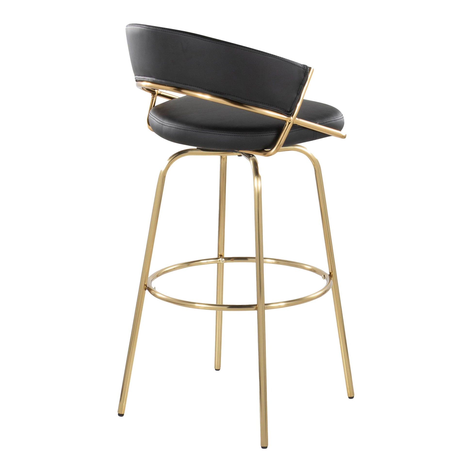 Jie - Fixed Height Contemporary Barstool With Swivel With Round Footrest (Set of 2) Lumi Source
