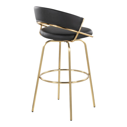 Jie - Fixed Height Contemporary Barstool With Swivel With Round Footrest (Set of 2) Lumi Source