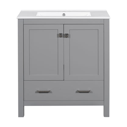 Bathroom Vanity With Single Sink, Combo Cabinet Undermount Sink, Bathroom Storage Cabinet With Two Doors And A Drawer, Soft Closing, Multifunctional Storage, Solid Wood Frame Hearth and Haven