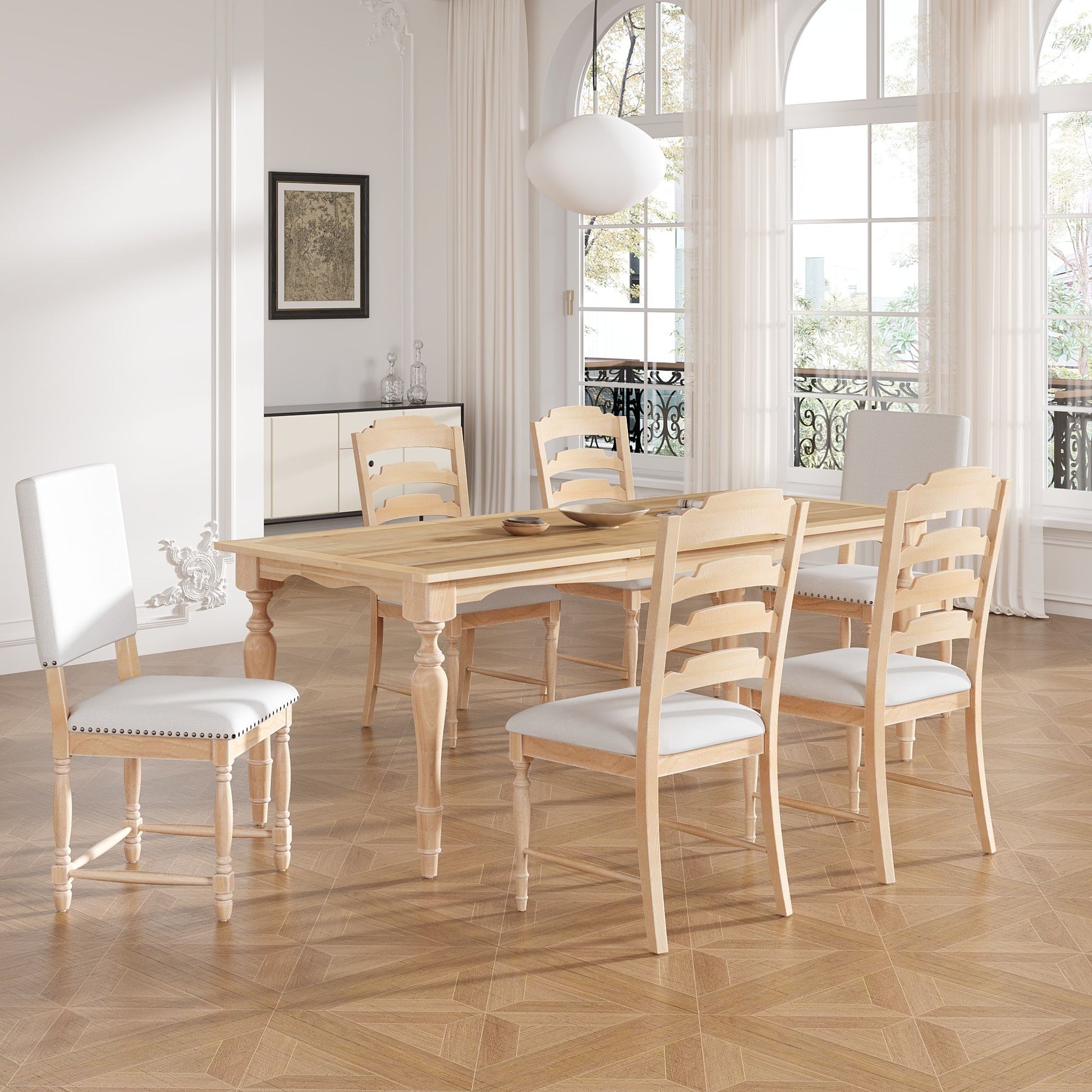 Topmax - Vintage Traditional Extendable Dining Table Set With Removable Leaf Hearth and Haven