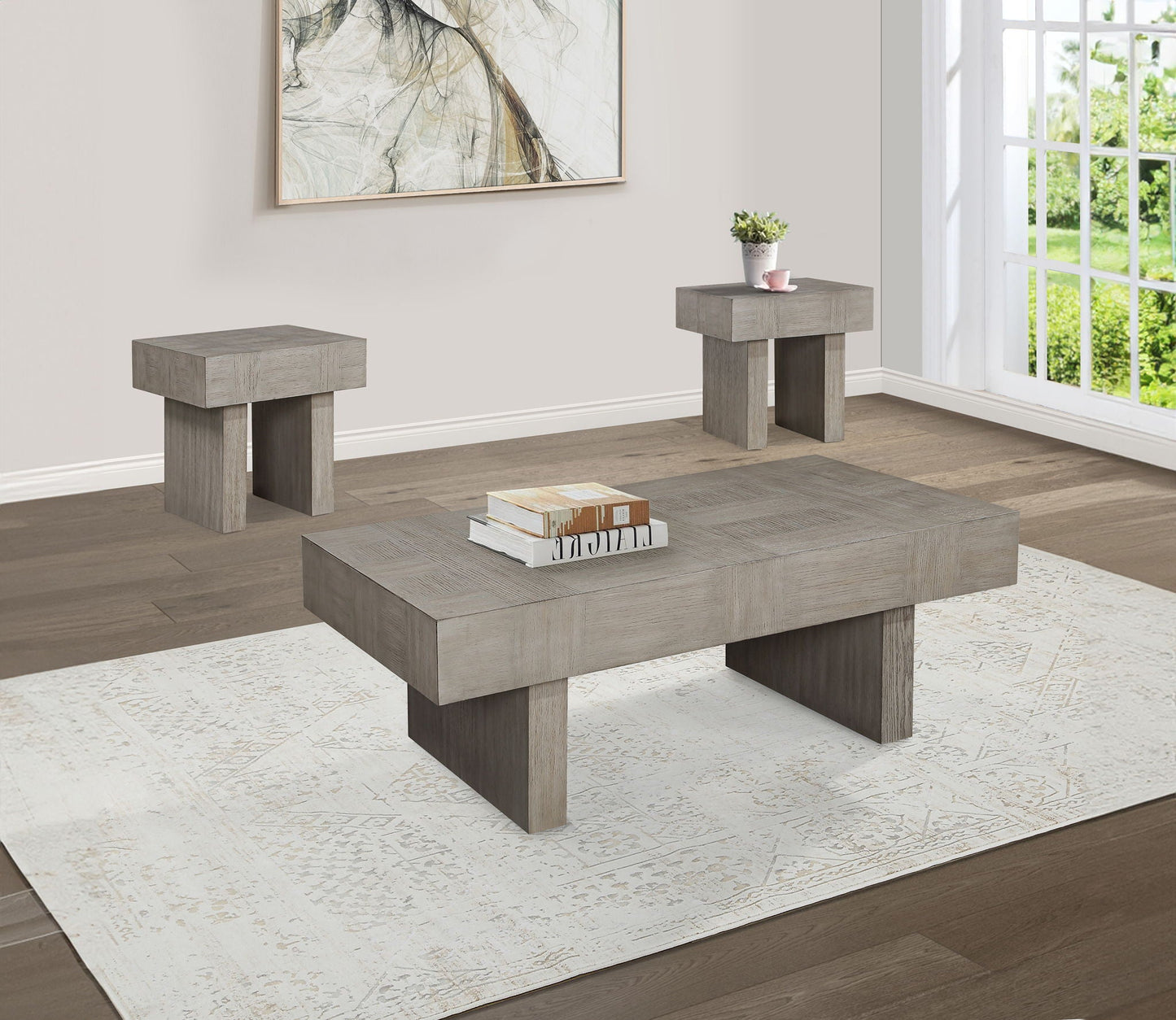 Crawley - Table Set (Coffee & 2 End Tables) - Light Brown Crown Mark