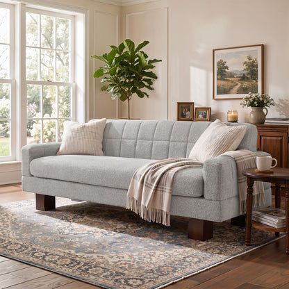 Modern Loveseat Sofa, 2 Seater With Square Arms For Living Room Noble House