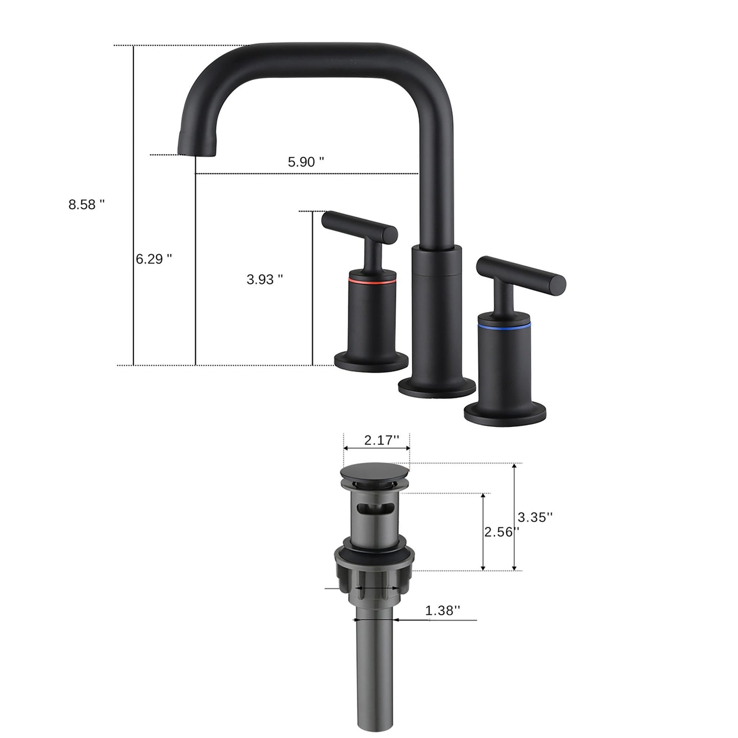 Widespread Bathroom Sink Faucet With Pop Up Drain And Brass Construction - Matte Black Daily Nest