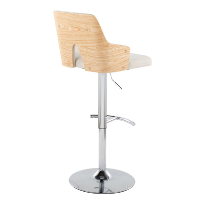 Stella - Contemporary Adjustable Barstool Stool With Swivel & Rounded T Footrest (Set of 2) Lumi Source