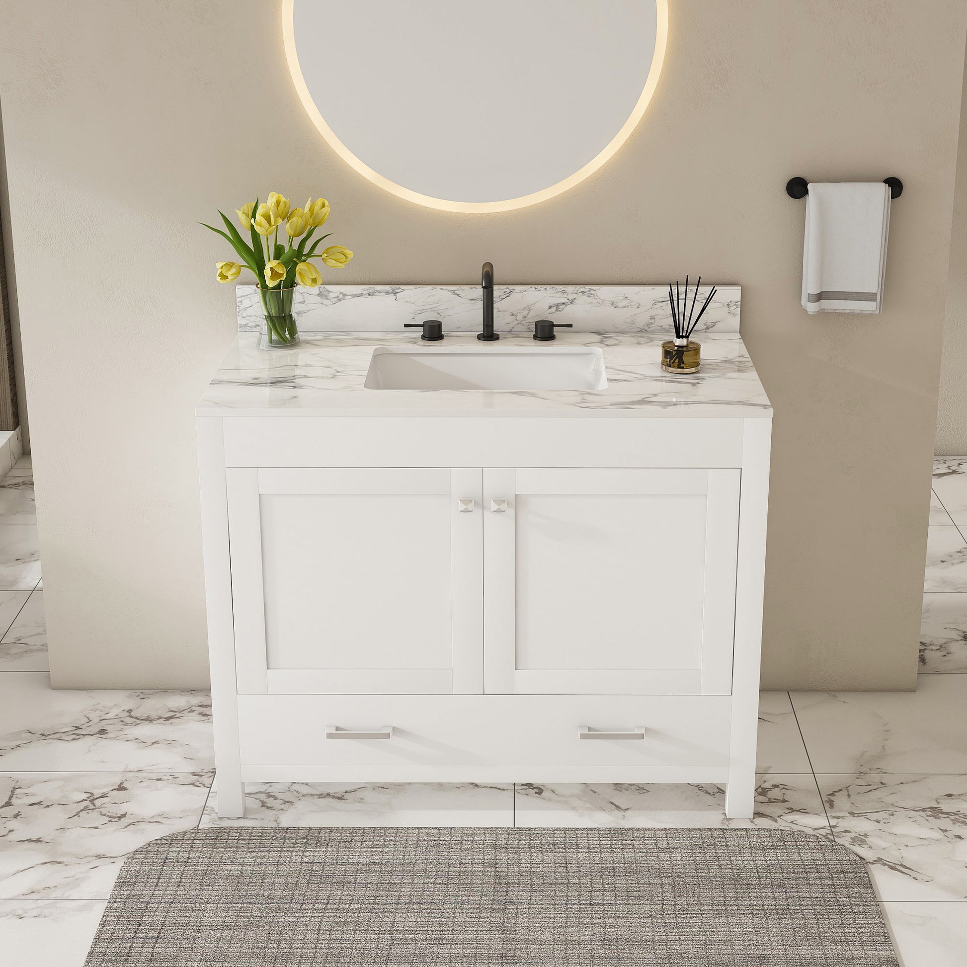 43" Bathroom Vanity Multi Functional Cabinet - White Home Essentials