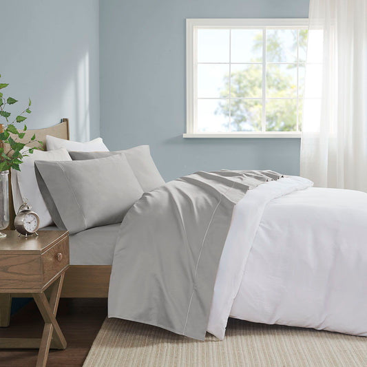 Queen 600 Thread Count Sheet Set - Light Gray Madison Park