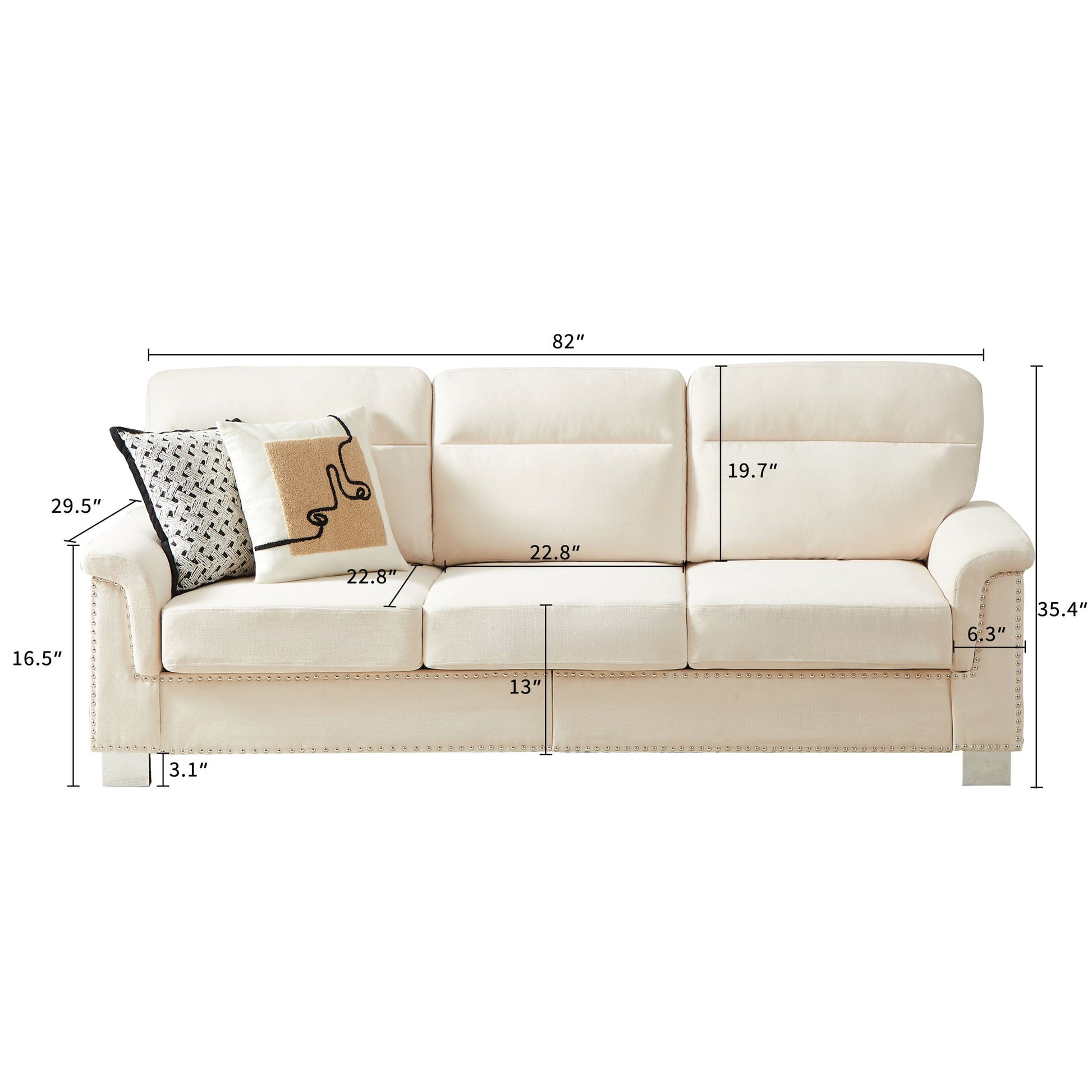 3 Seater Elegant Stationary Sofa Home Essentials