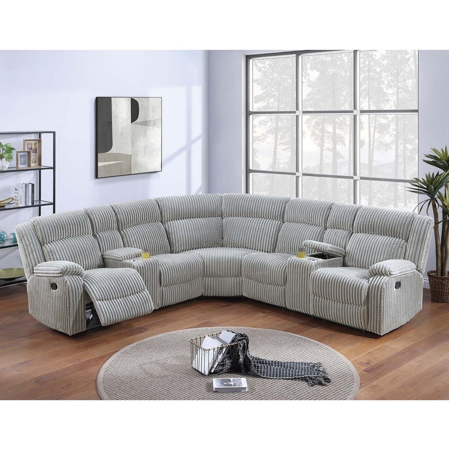 Sectional Sofa Set With Console Cup Holders, 3 Piece Reclining Living Room Couch - Gray Ash Home Essentials