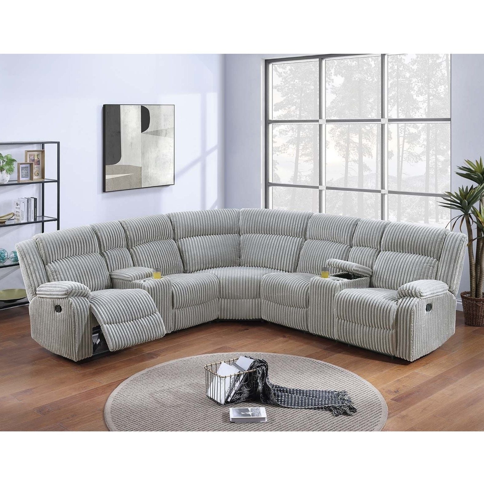 Sectional Sofa Set With Console Cup Holders, 3 Piece Reclining Living Room Couch - Gray Ash Home Essentials