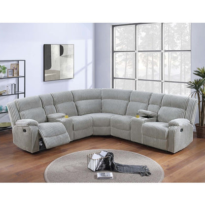 Sectional Sofa Set With Console Cup Holders, 3 Piece Reclining Living Room Couch - Gray Ash Home Essentials