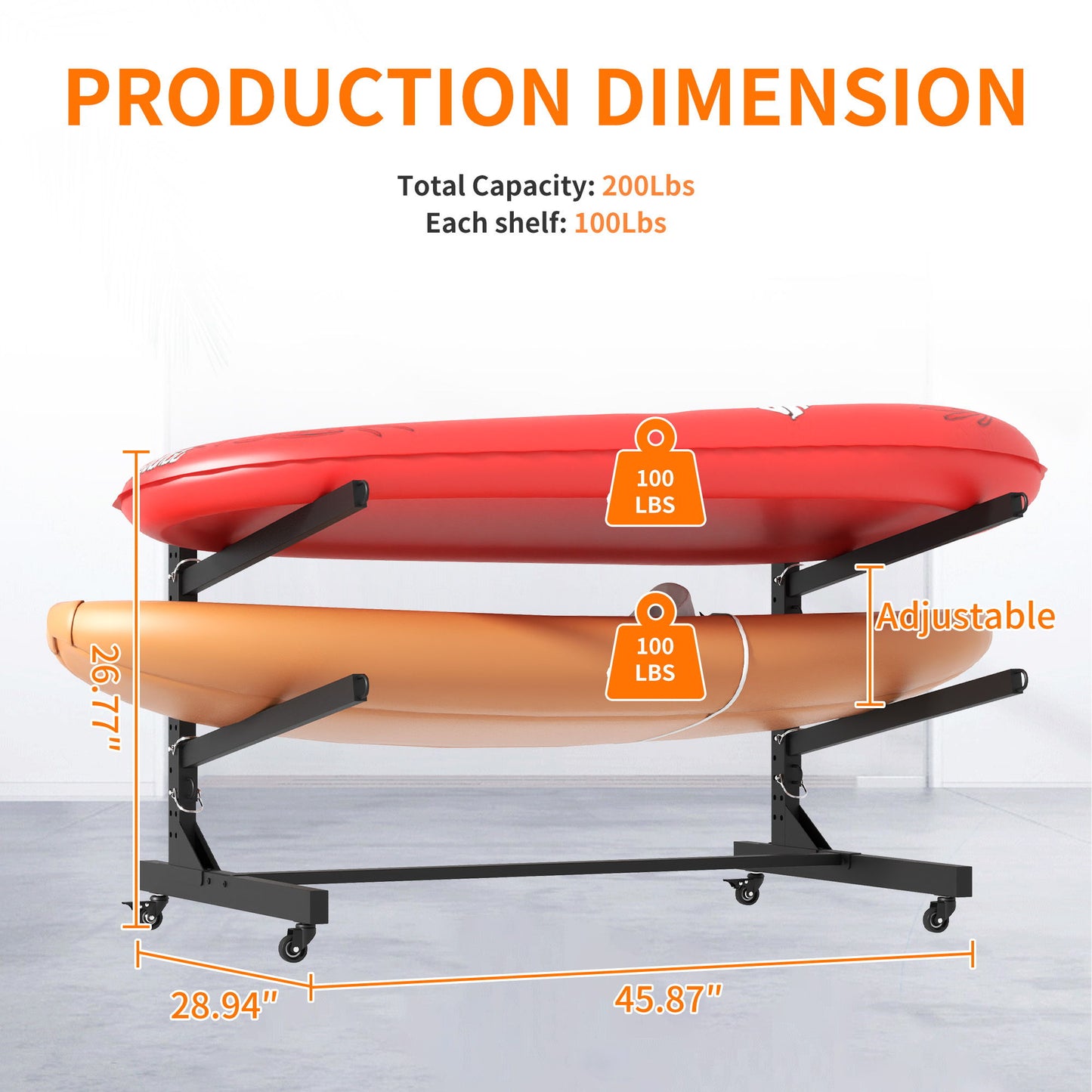 Freestanding Kayak Storage Rack With Lockable Wheels For Kayak, Canoe, Sup & Surfboard Daily Nest