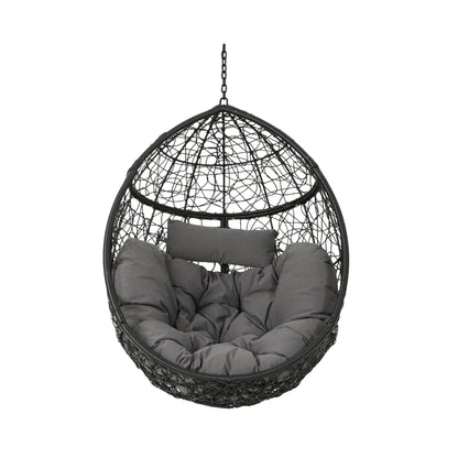 Kylie - Boho Style Hanging Basket Chair Rattan With Water Resistant Cushions Noble House