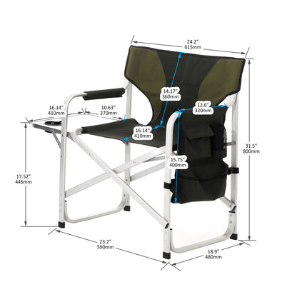 Padded Folding Outdoor Chair With Side Table And Storage Pockets, Lightweight Oversized Directors Chair For Indoor, Outdoor Camping, Picnics And Fishing Home Essentials