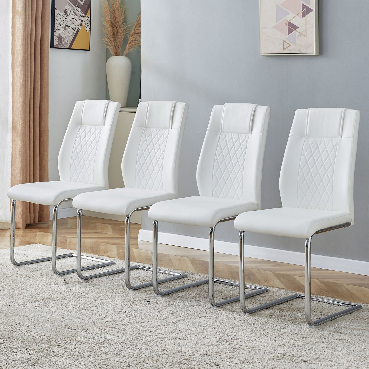 Modern Dining Chairs With Padded Seat, Metal Legs Home Essentials