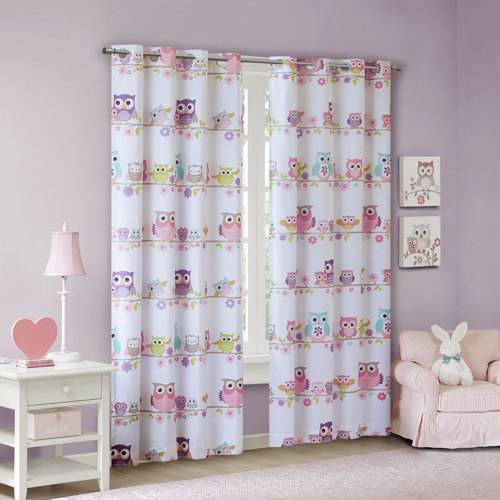 Wise Wendy - 63" Owl Printed Blackout Window Panel - Multi Mi Zone Kids