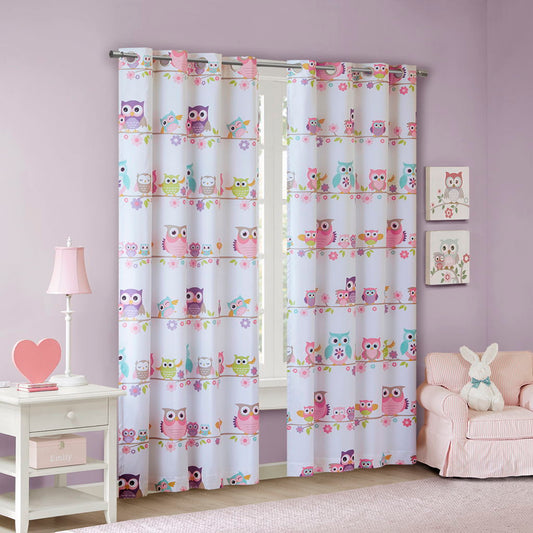 Wise Wendy - 63" Owl Printed Blackout Window Panel - Multi Mi Zone Kids