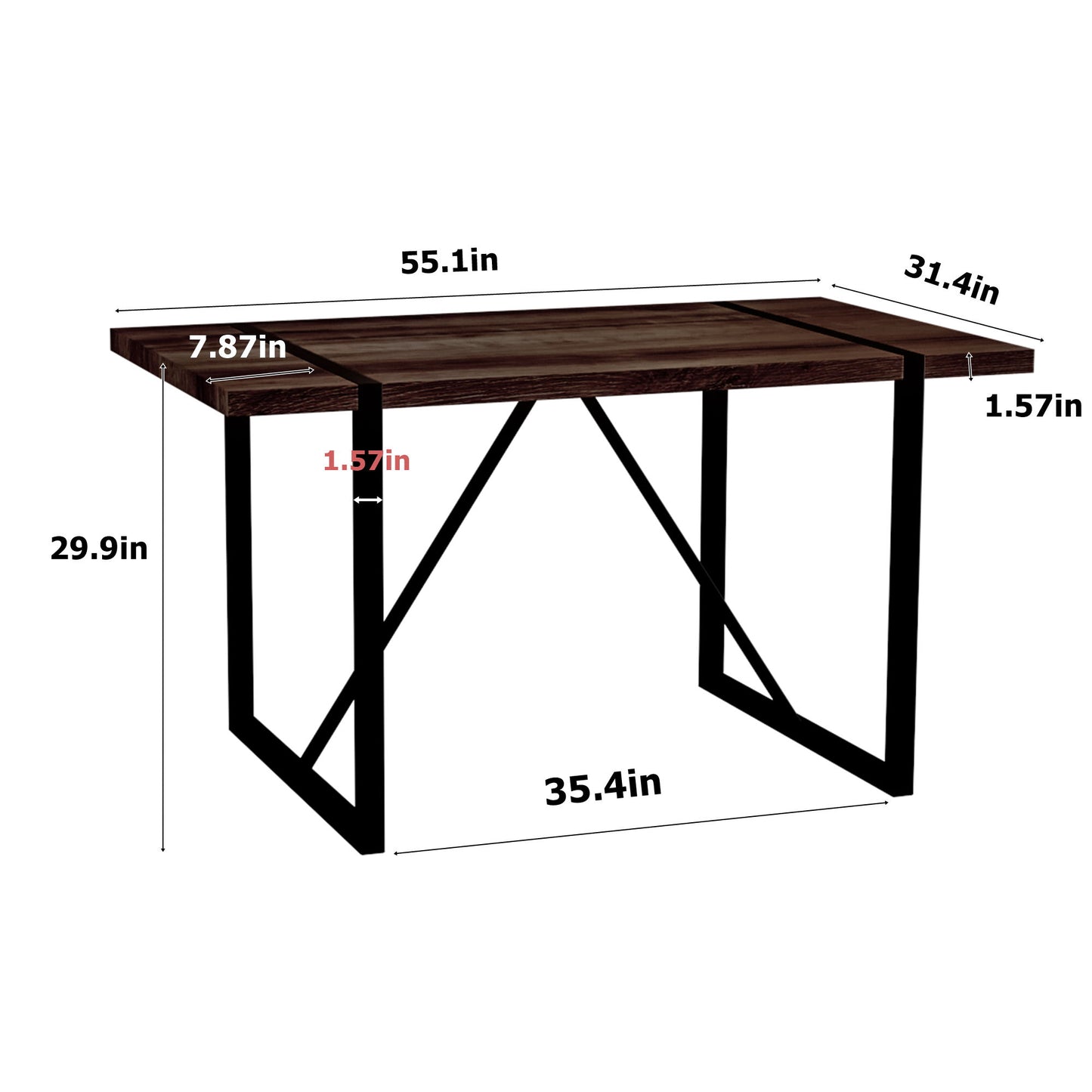 Modern Dining Table With Black Metal Legs For 4 - 6 Person Home Essentials