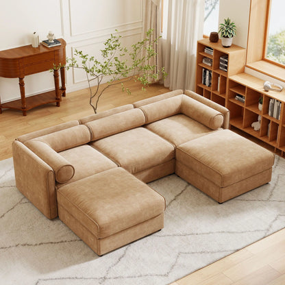 Contemporary Elegant White Chenille Sofa With Storage And Ottoman Home Essentials