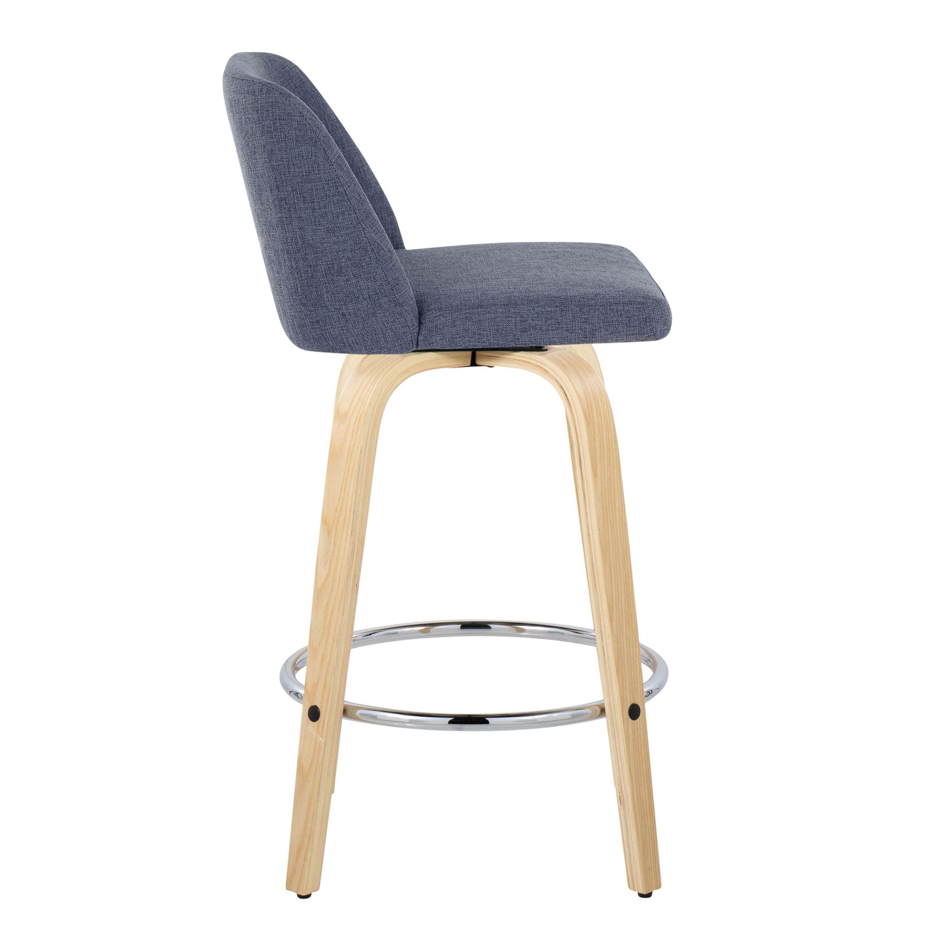 Toriano - Contemporary Fixed-Height Counter Stool With Swivel And Round Footrest (Set of 2) Lumi Source