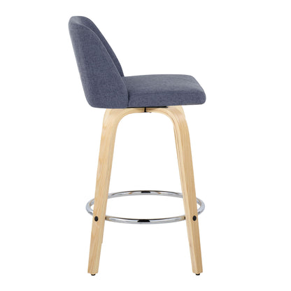 Toriano - Contemporary Fixed-Height Counter Stool With Swivel And Round Footrest (Set of 2) Lumi Source