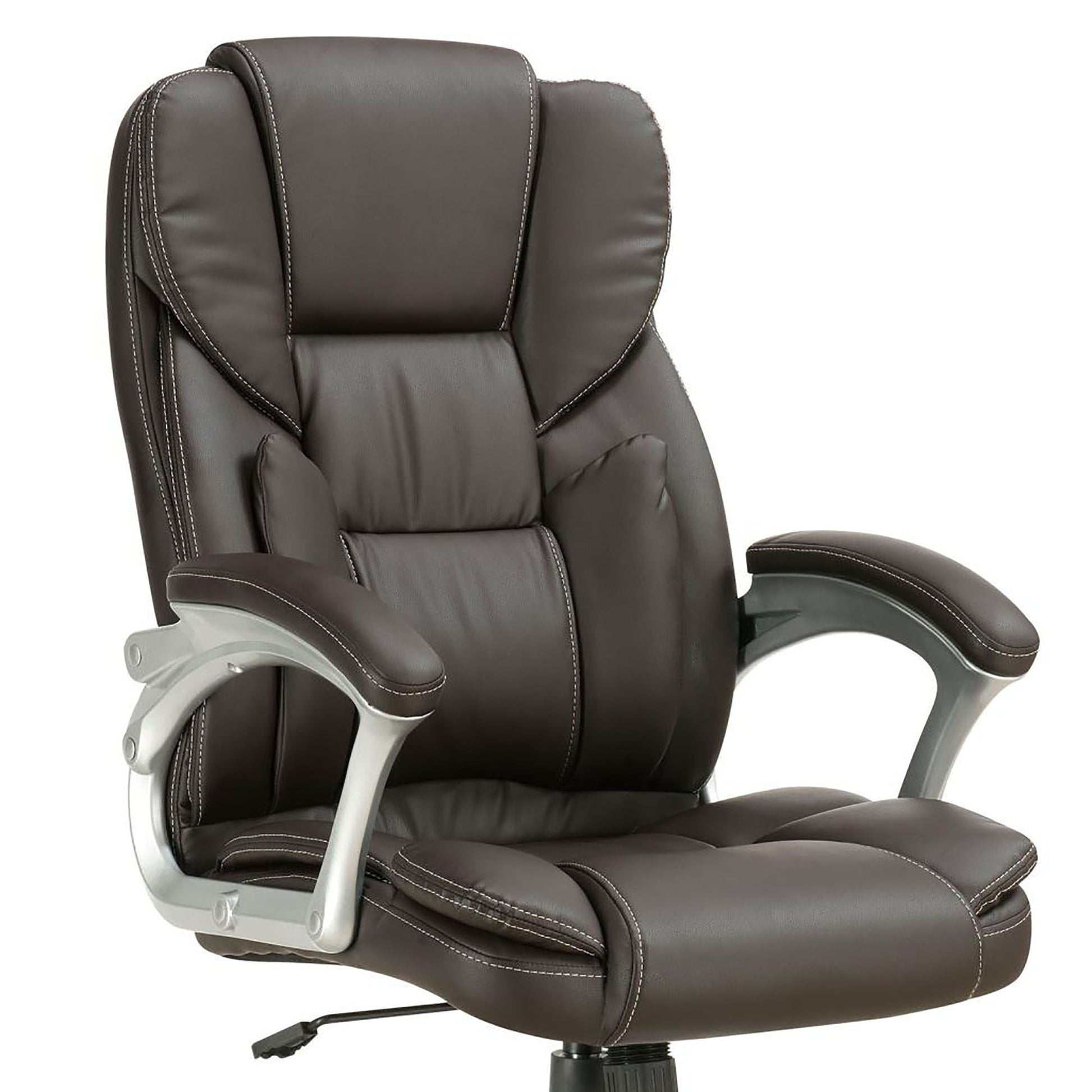 Swivel Office Chair With Armrests, Adjustable Height - Brown Furniture Max