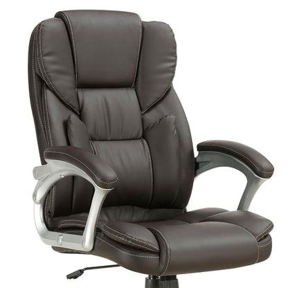 Swivel Office Chair With Armrests, Adjustable Height - Brown Furniture Max