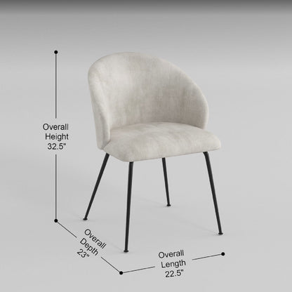 Velvet Upholstery Side Chairs 2 Piece Set With Metal Legs Modern Home Furniture - Beige Home Essentials