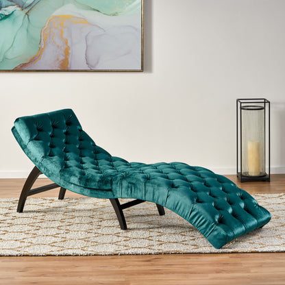 Elegant Tufted Chaise Lounge With Curved Design Noble House