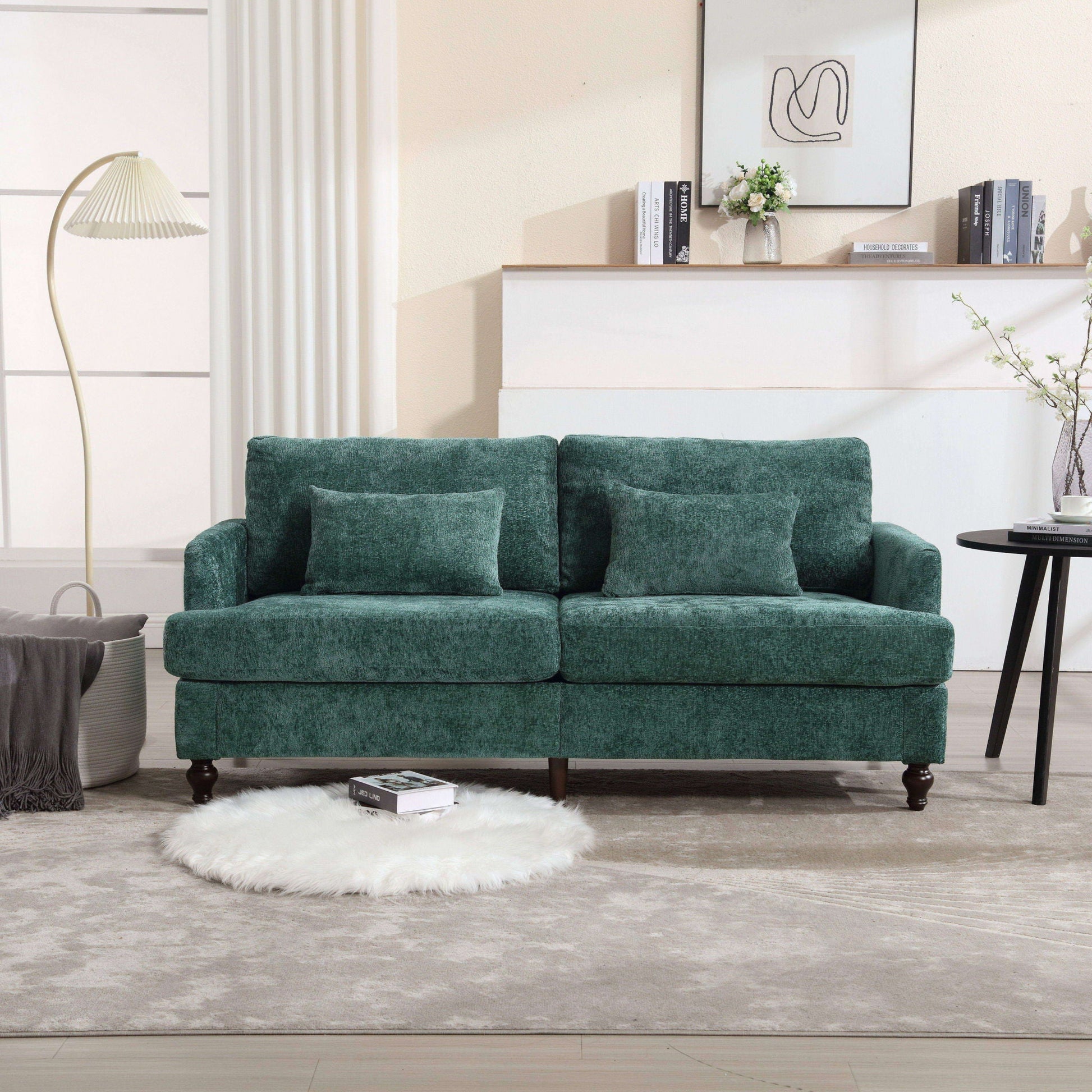 Mid Century Modern Chenille Fabric Loveseat Sofa, 2 Seat Upholstered Couch Home Essentials