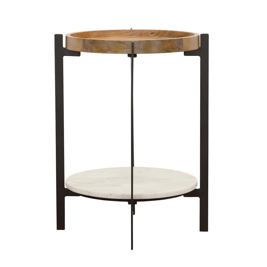 Adhvik - Round Table With Marble Shelf Coaster Fine Furniture