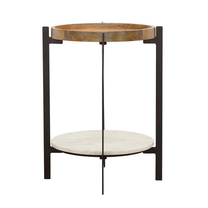 Adhvik - Round Table With Marble Shelf Coaster Fine Furniture