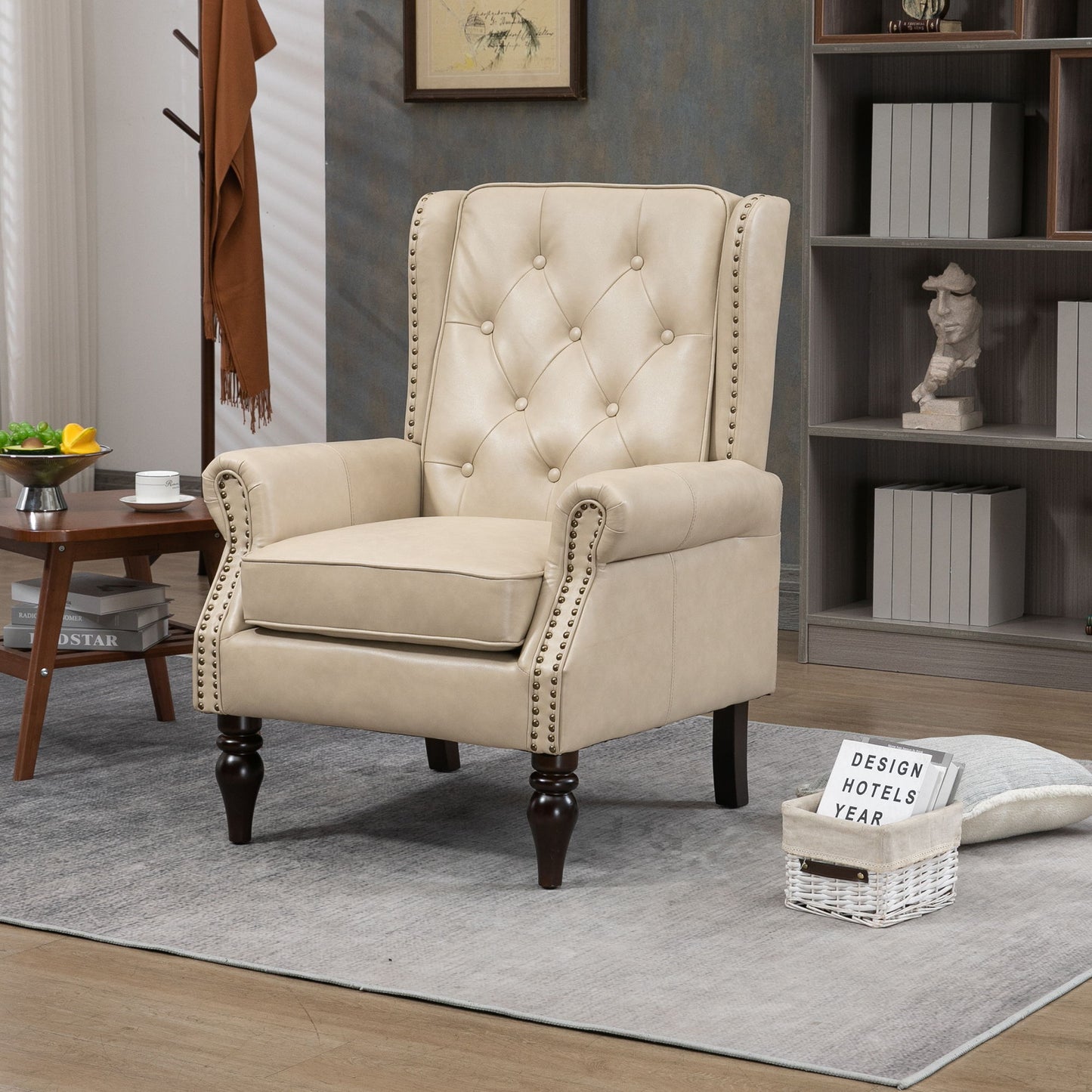Modern Accent Armchair With Sturdy Wood Legs Home Essentials