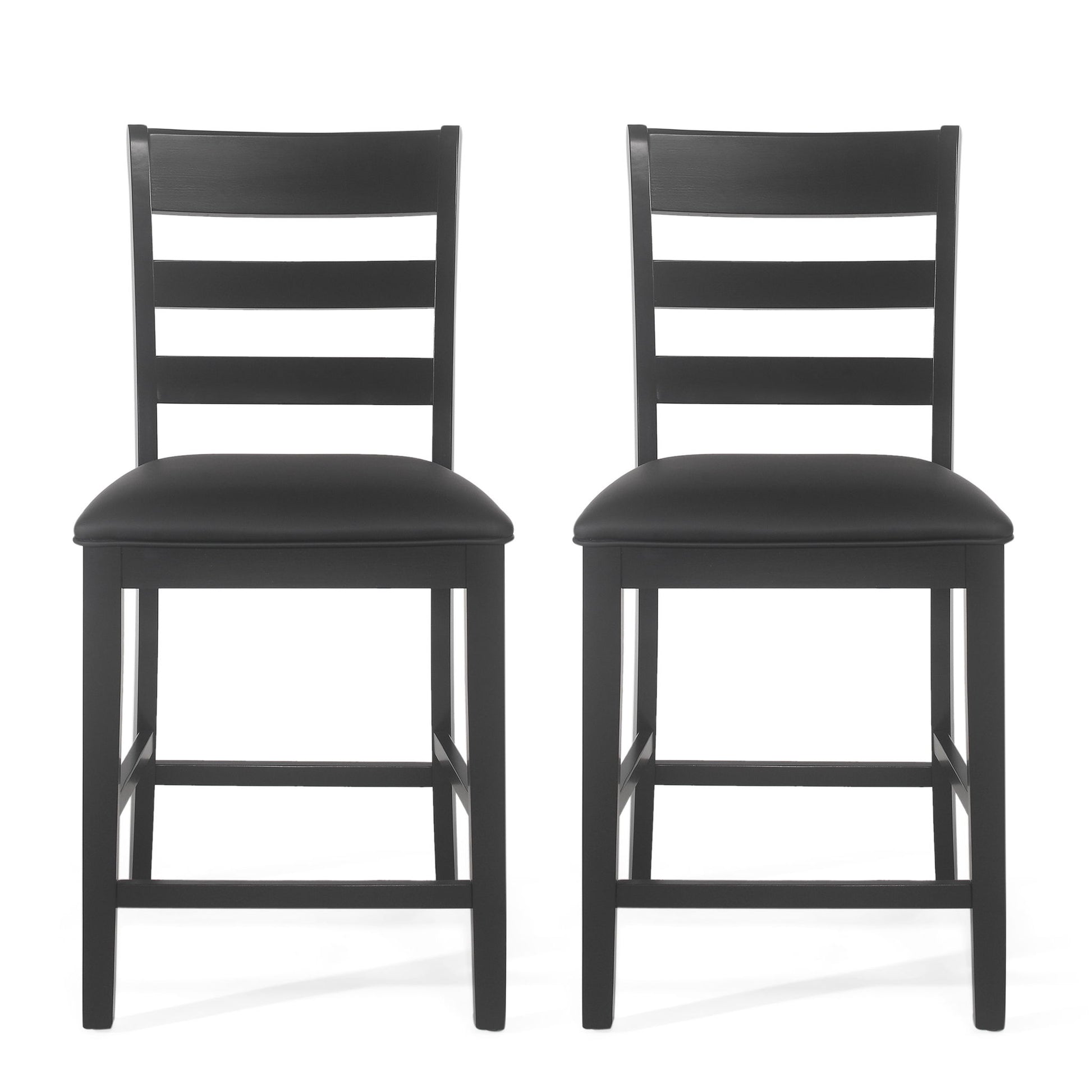 Farmhouse Upholstered Wood Counter Stools Noble House