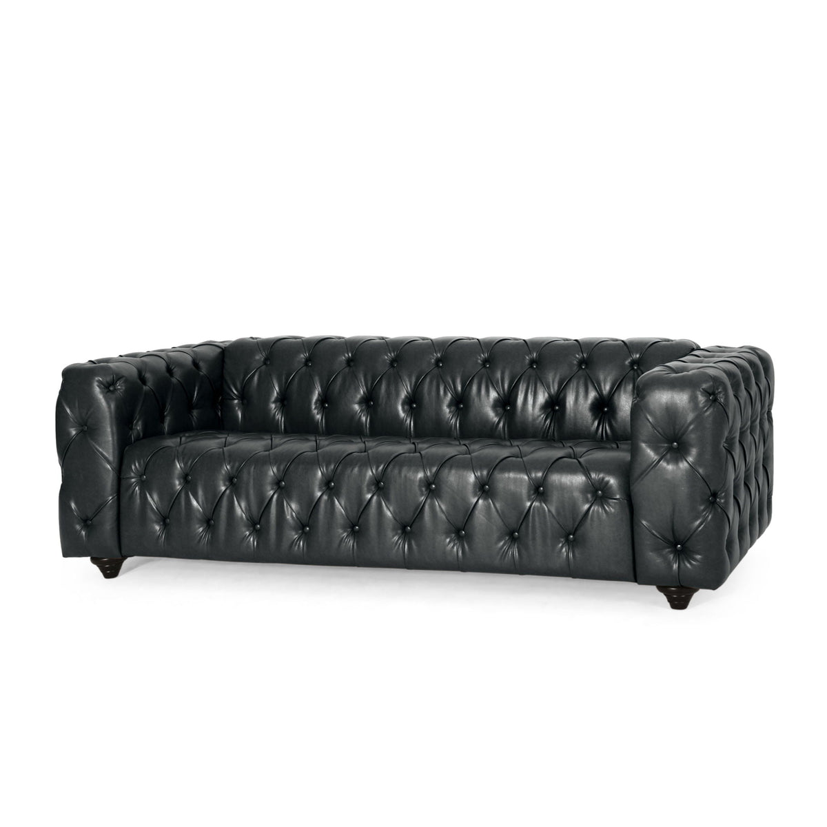 Comfy 3 Seat Sofa & Wooden Legs, For Living Room And Study - Black Noble House