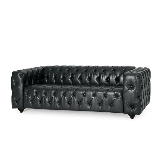 Comfy 3 Seat Sofa & Wooden Legs, For Living Room And Study - Black Noble House