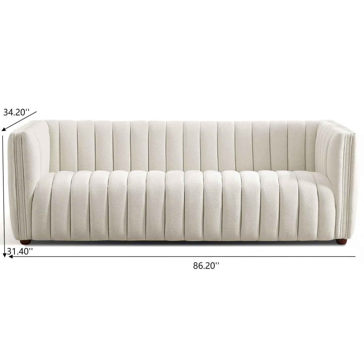 April - Mid-Century Modern Luxury Tight Back Boucle Couch Ashcroft Furniture