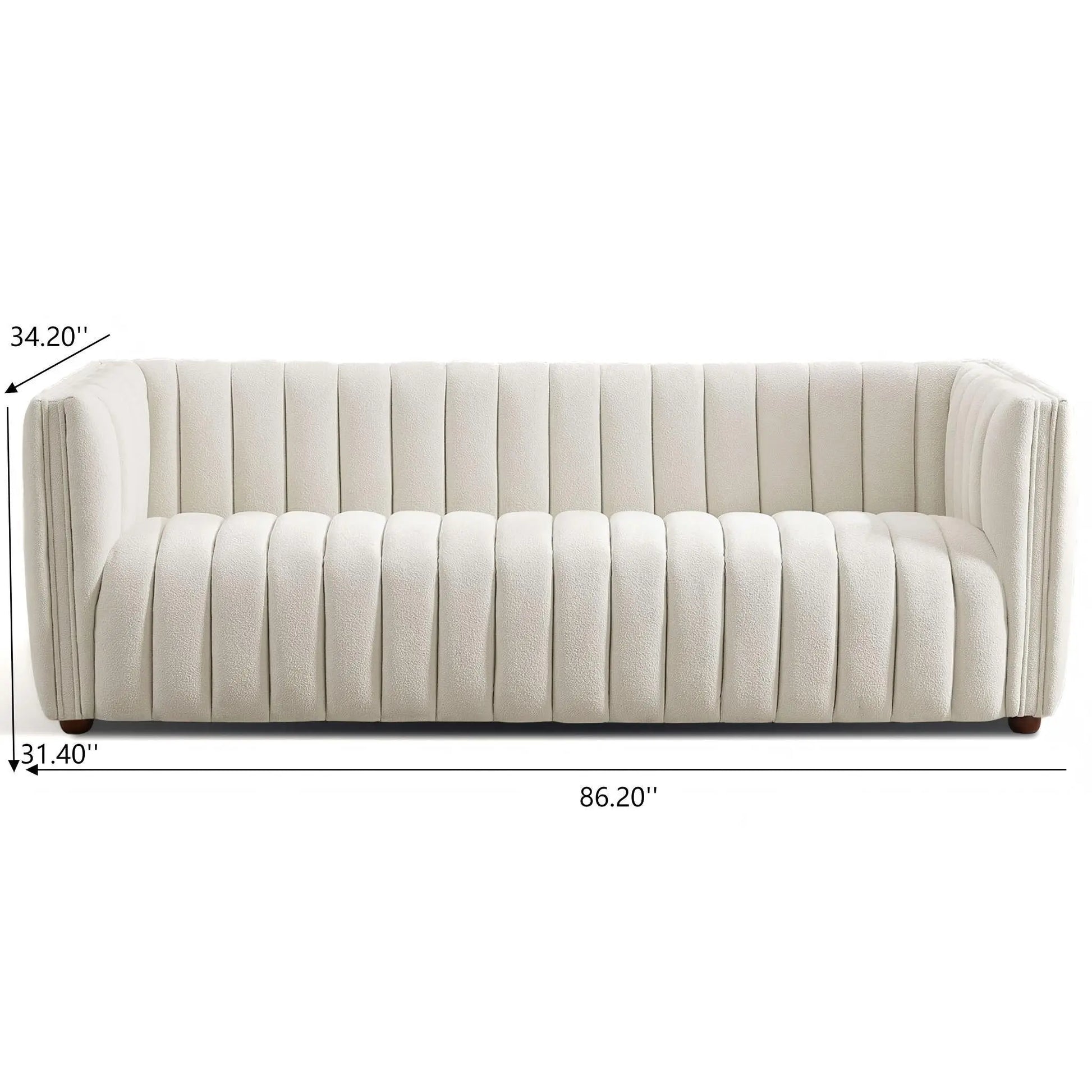 April - Mid-Century Modern Luxury Tight Back Boucle Couch Ashcroft Furniture