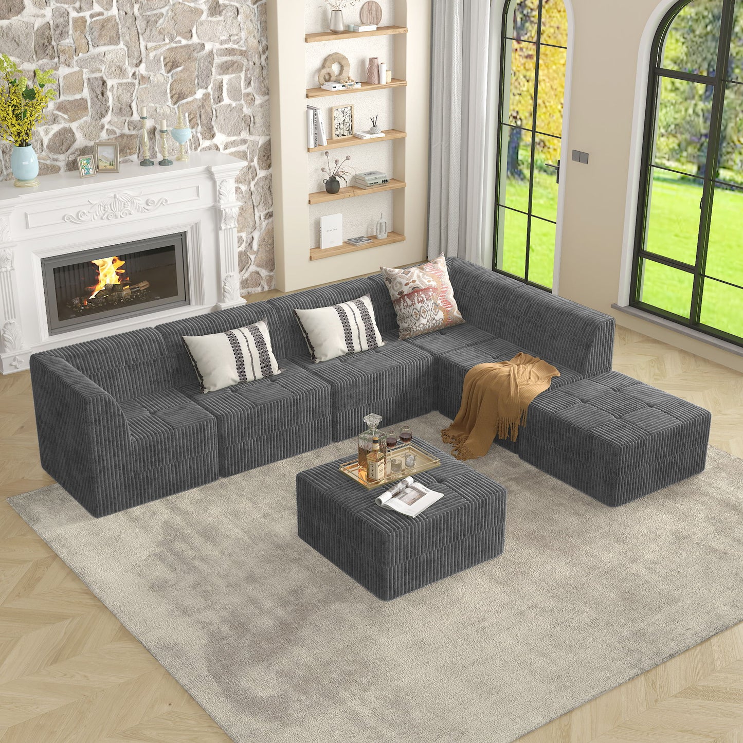Modern Minimalist Ottoman Sofa Compressed Sectional Couch Sleeper Home Essentials