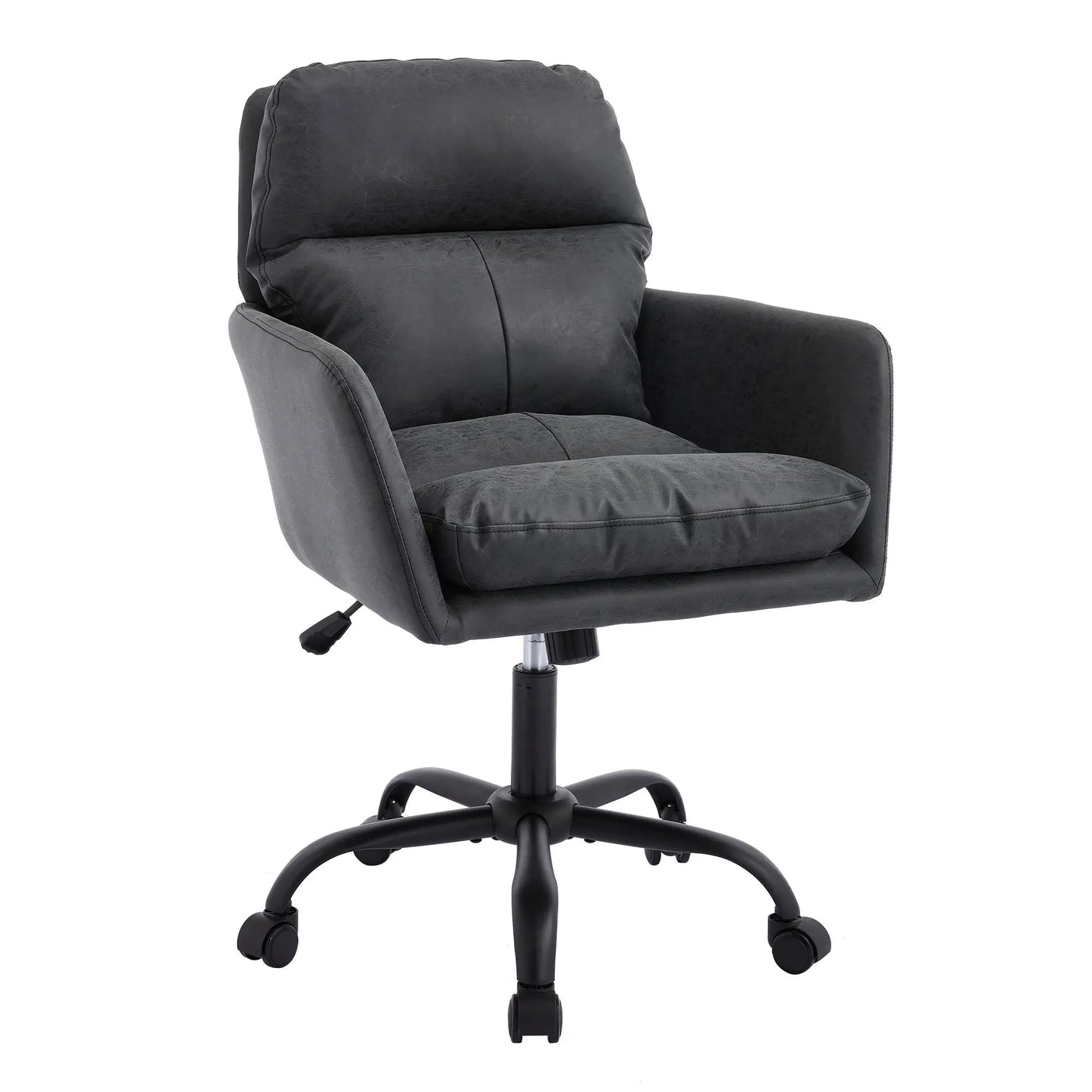 Adjustable Office Chair, Ergonomic Swivel Chair Leather, Comfortable For Long Sitting, Versatile Home And Office Use - Black Home Essentials