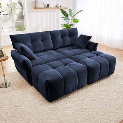 Sofa Set With Ottoman And Pillows, Textured, High Resilience Cushions Home Essentials