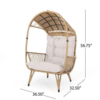 Outdoor Wicker Standing Basket Chair With Cushion Noble House