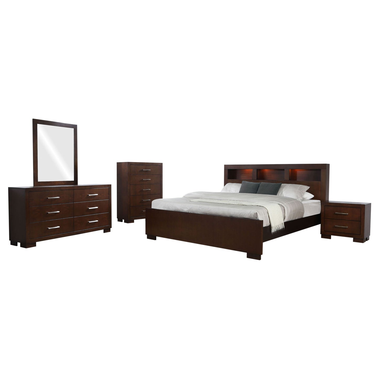 Polk - 5 Piece Queen Bedroom Set - Cappuccino Furniture Max