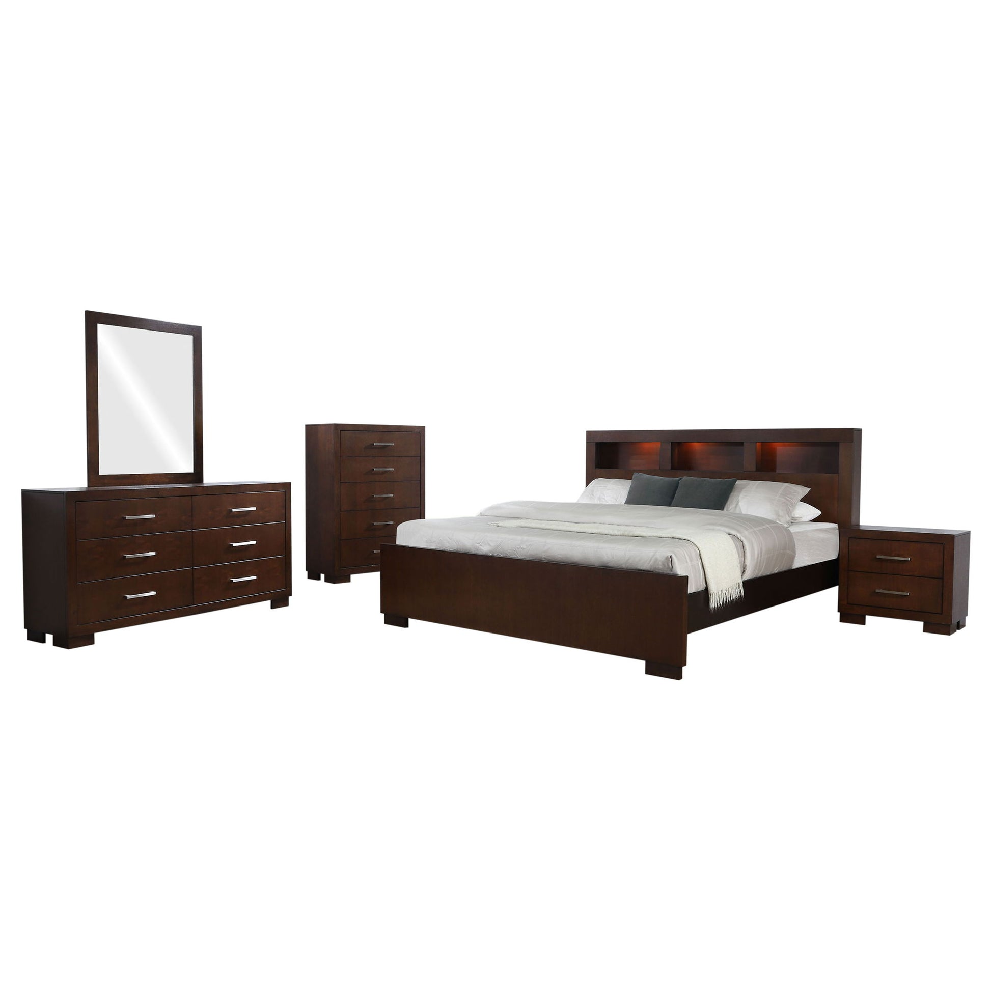 Polk - 5 Piece Queen Bedroom Set - Cappuccino Furniture Max