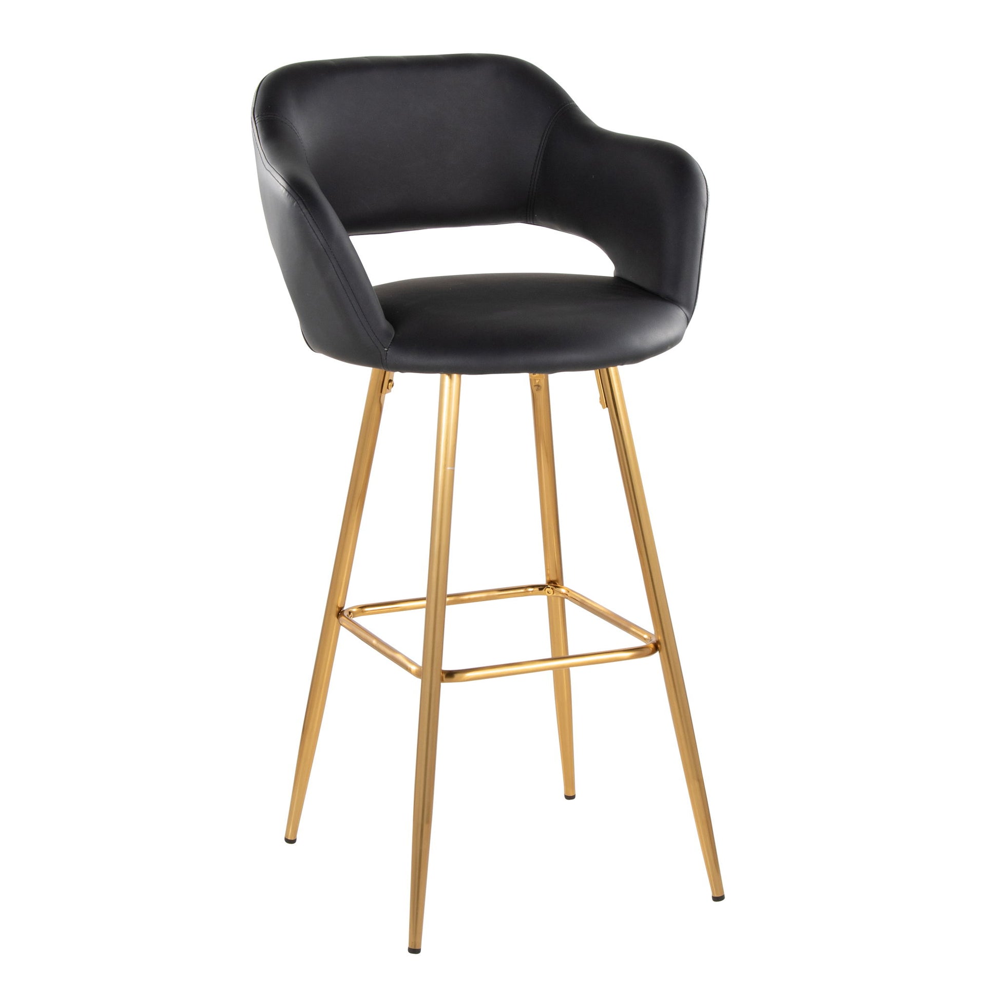 Margarite - Contemporary Fixed Height Barstool With Footrest (Set of 2) With Square Lumi Source