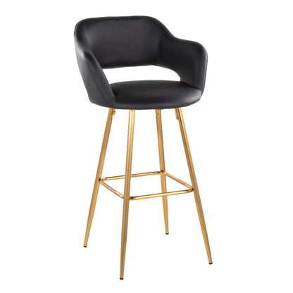 Margarite - Contemporary Fixed Height Barstool With Footrest (Set of 2) With Square Lumi Source