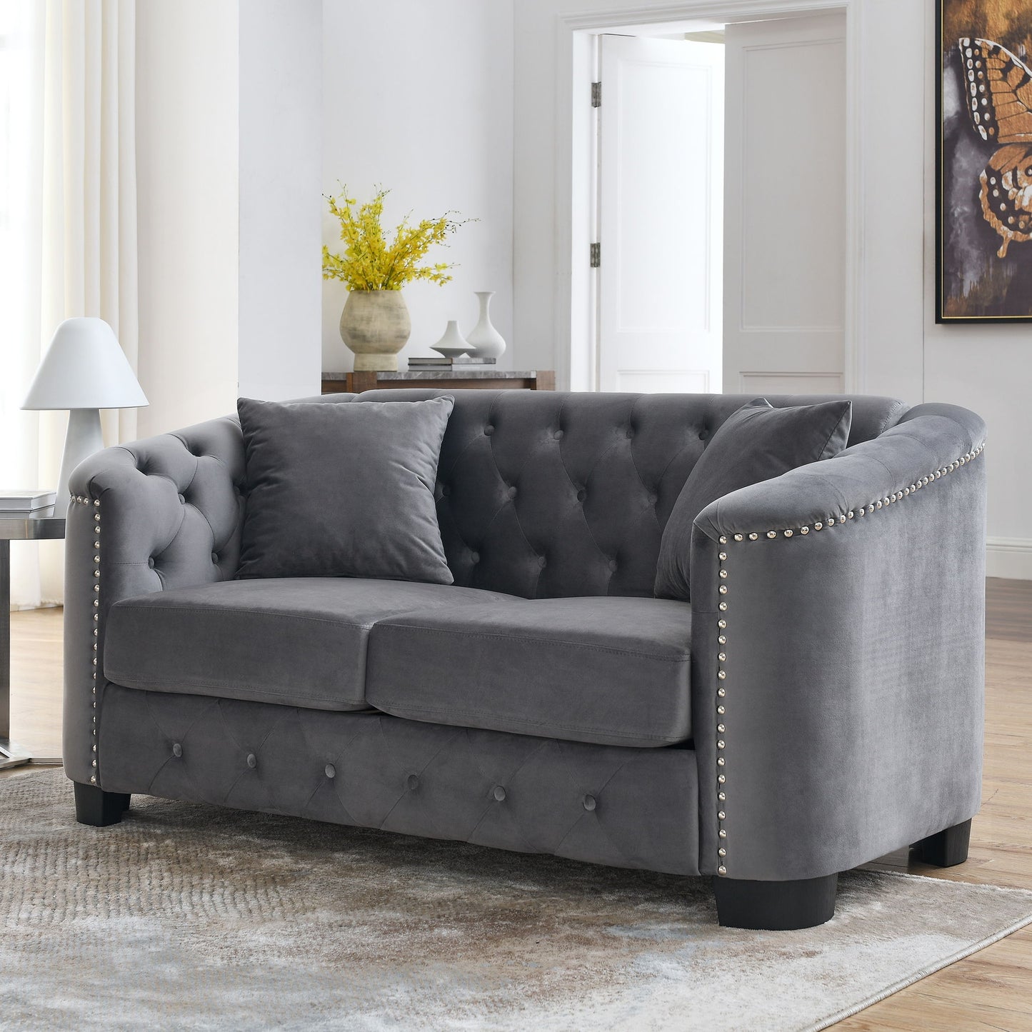 Modern Chesterfield Sofa With Tufted Backrest For Living Room Home Essentials